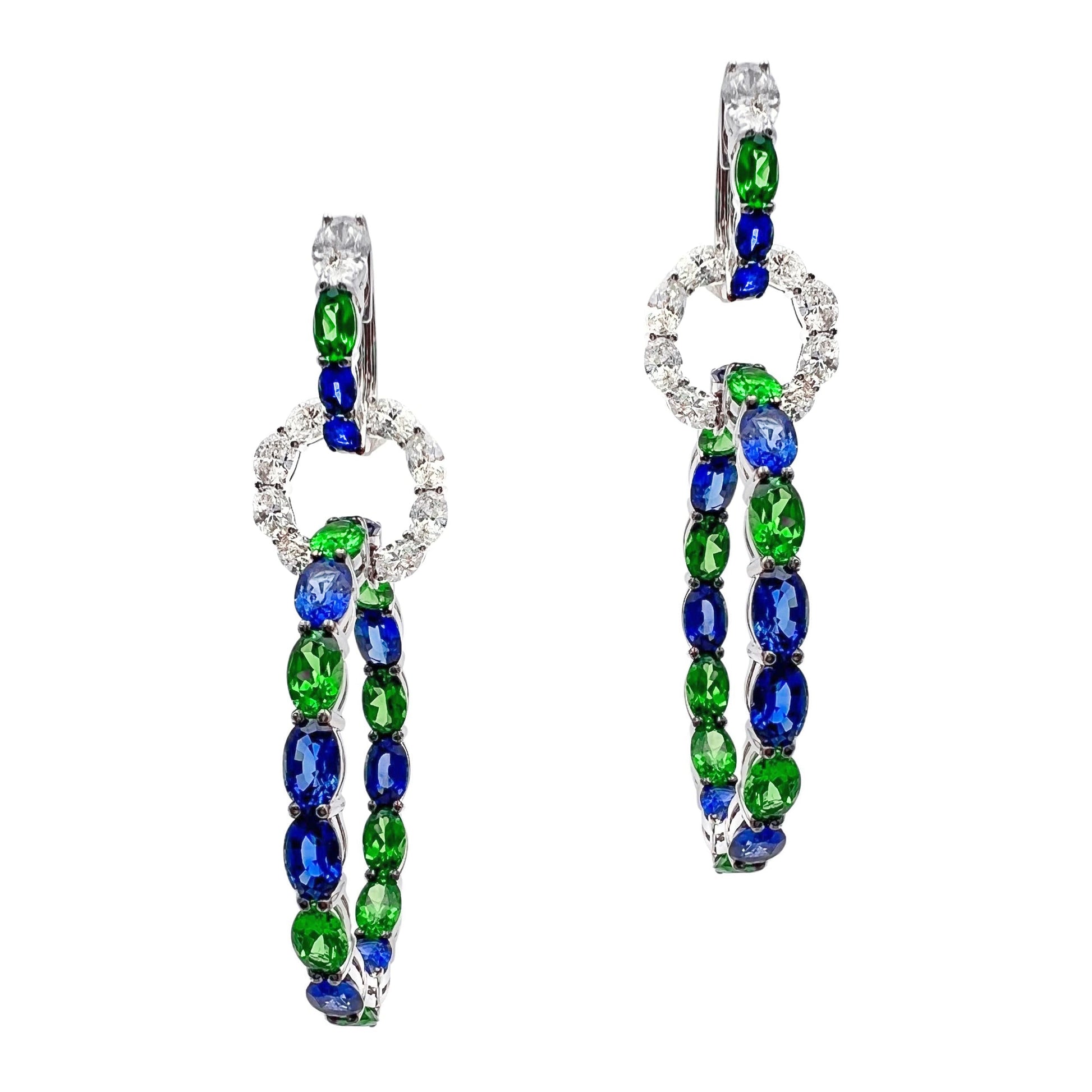 Robert Procop - Tsavorite Sapphire Diamond American Glamour Earrings