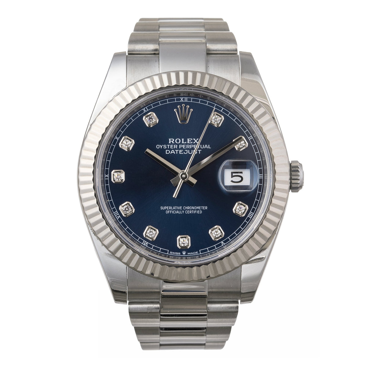 Rolex - Datejust 41 Blue Dial Diamond Hours Oystersteel (126334-0015)