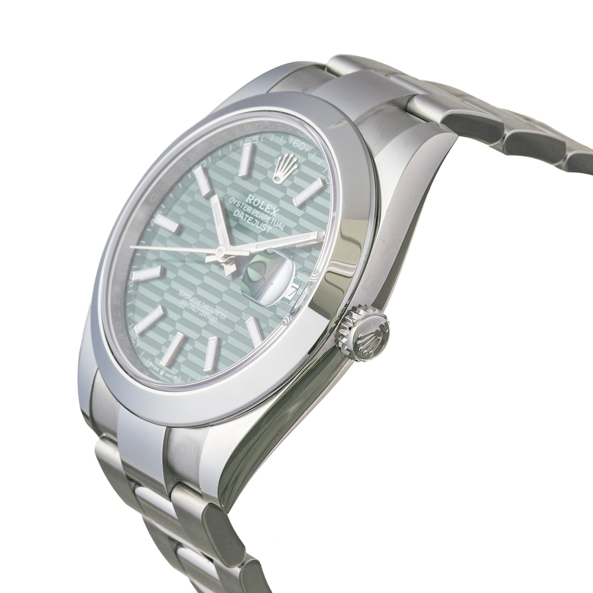 Datejust 41 Mint Green Fluted Motif Dial Oystersteel (126300)
