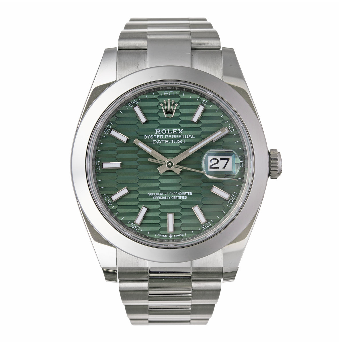 Datejust 41 Mint Green Fluted Motif Dial Oystersteel (126300)