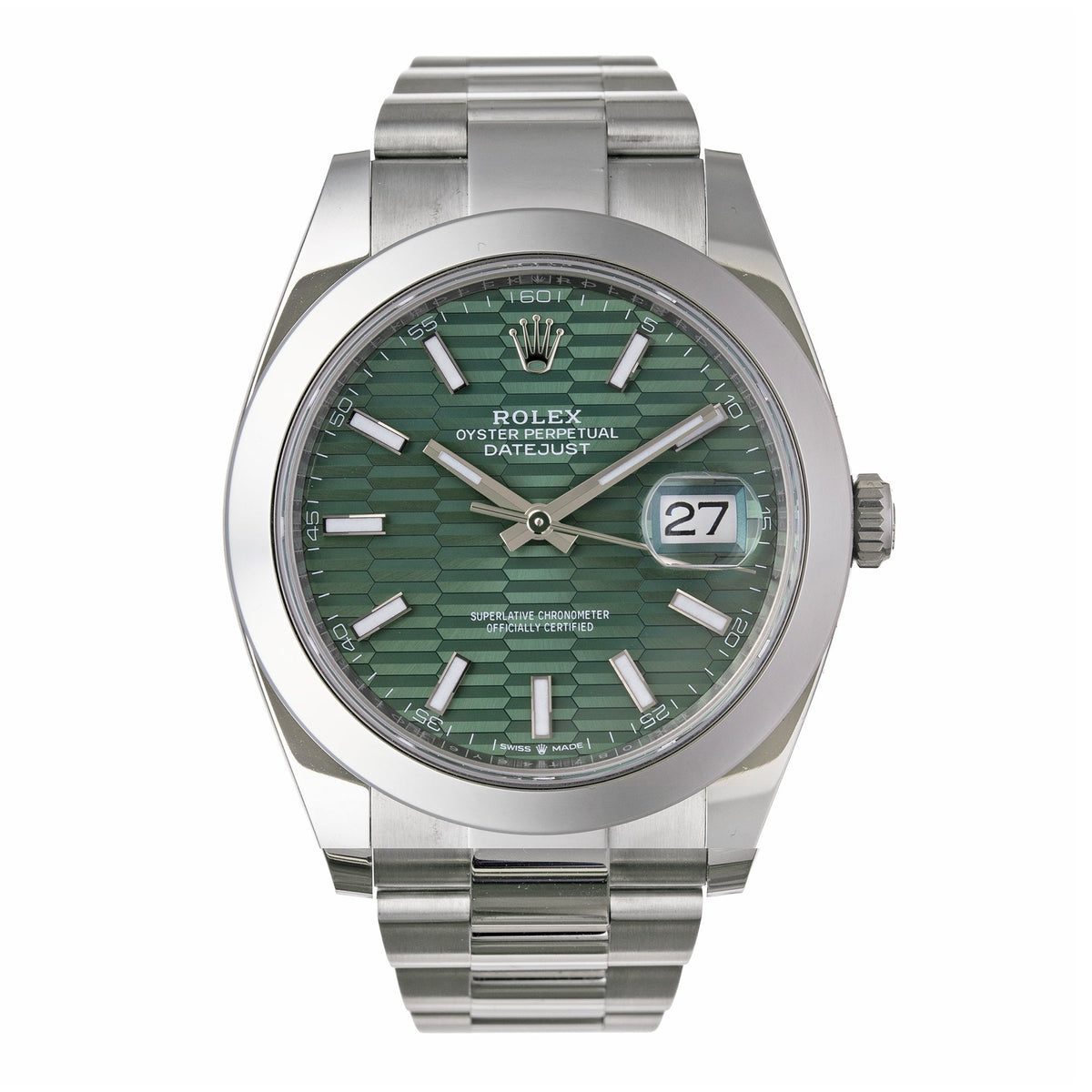 Rolex - Datejust 41 Mint Green Fluted Motif Dial Oystersteel (126300)