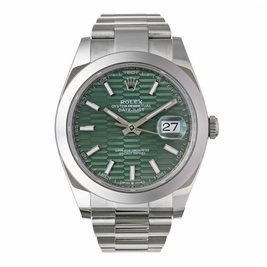 Rolex - Datejust 41 Mint Green Fluted Motif Dial Oystersteel (126300)