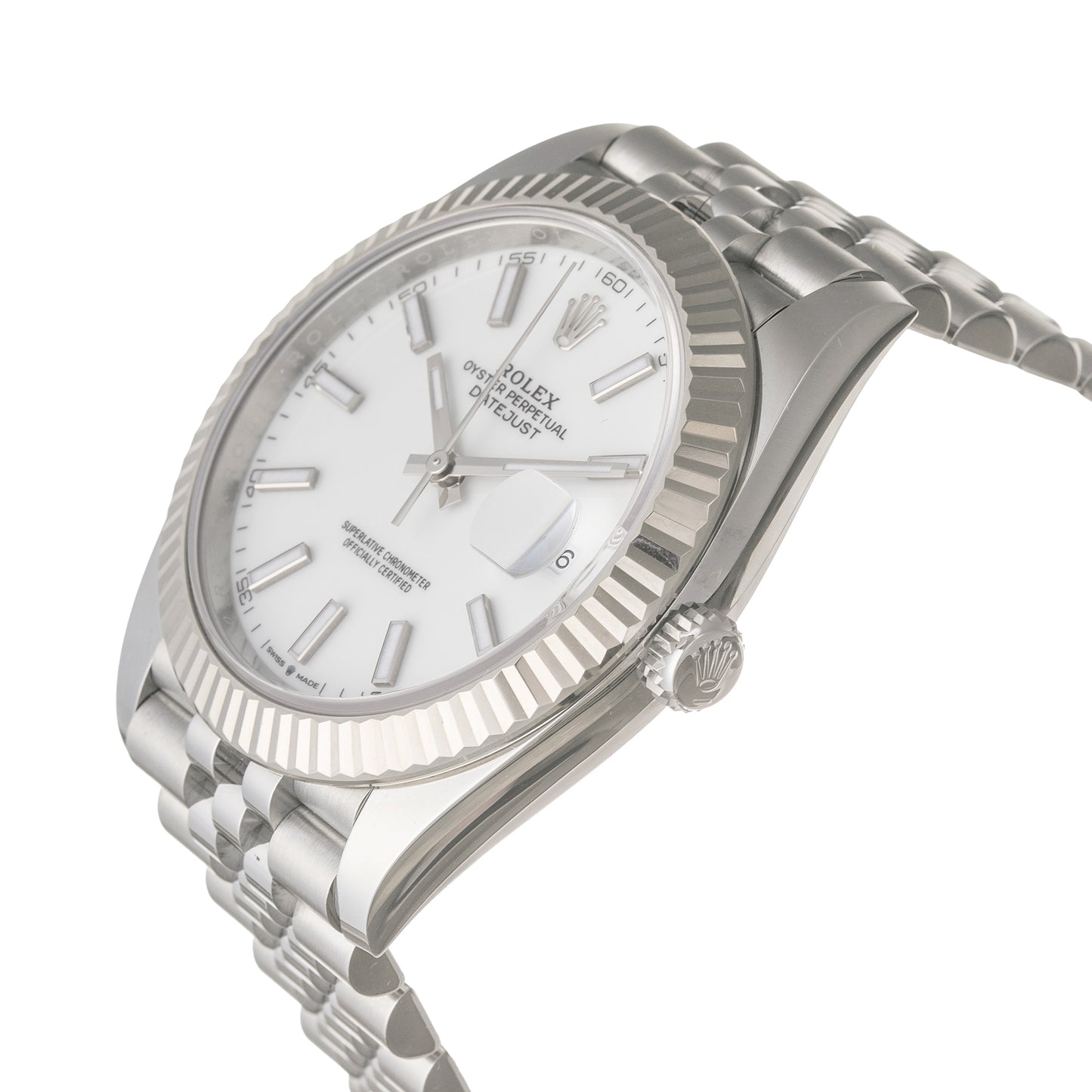 Datejust 41 White Dial Oystersteel Watch (126334-0010)