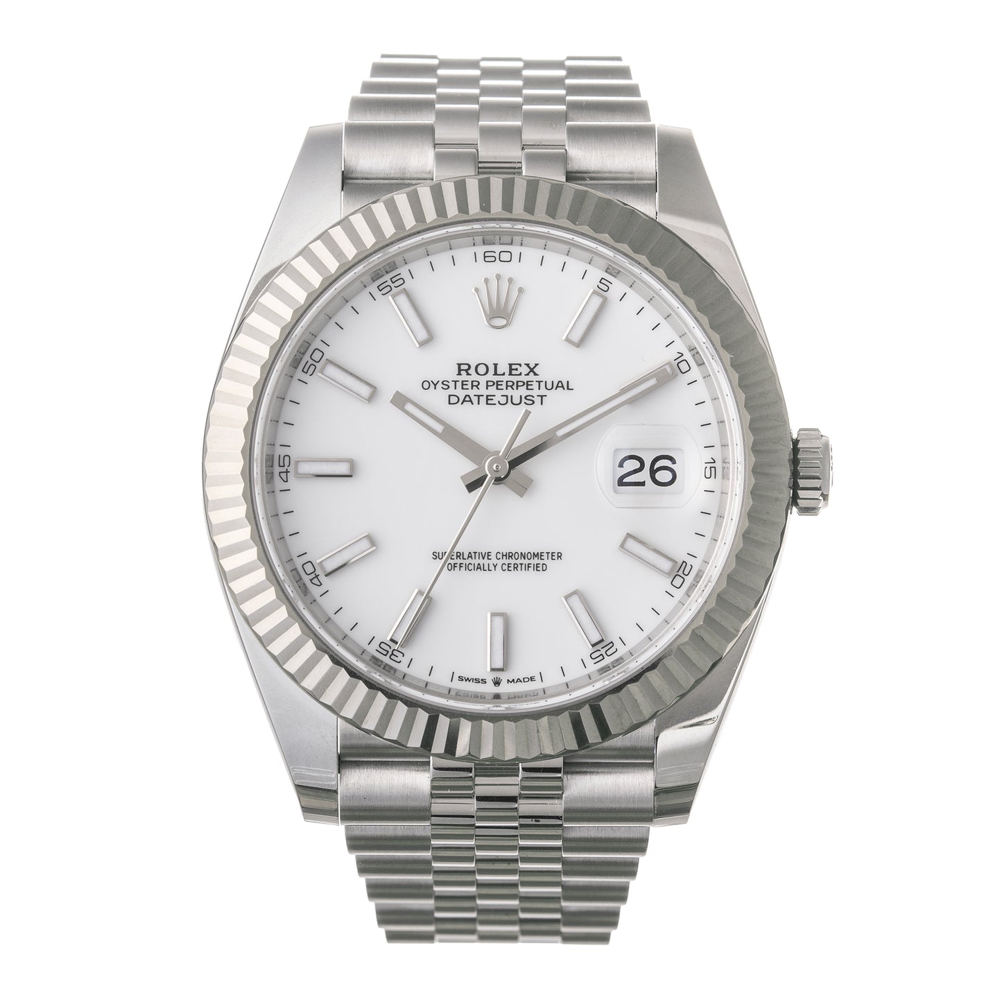 Datejust 41 White Dial Oystersteel Watch (126334-0010)