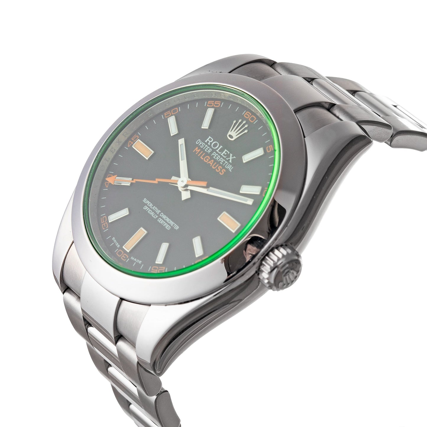 Rolex - Milgauss Green Sapphire Crystal Black Dial Watch (116400GV)
