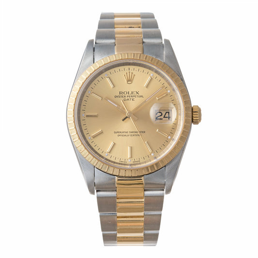 Pre-Owned Rolex Oyster Perpetual Date 34mm Yellow Rolesor (15223)