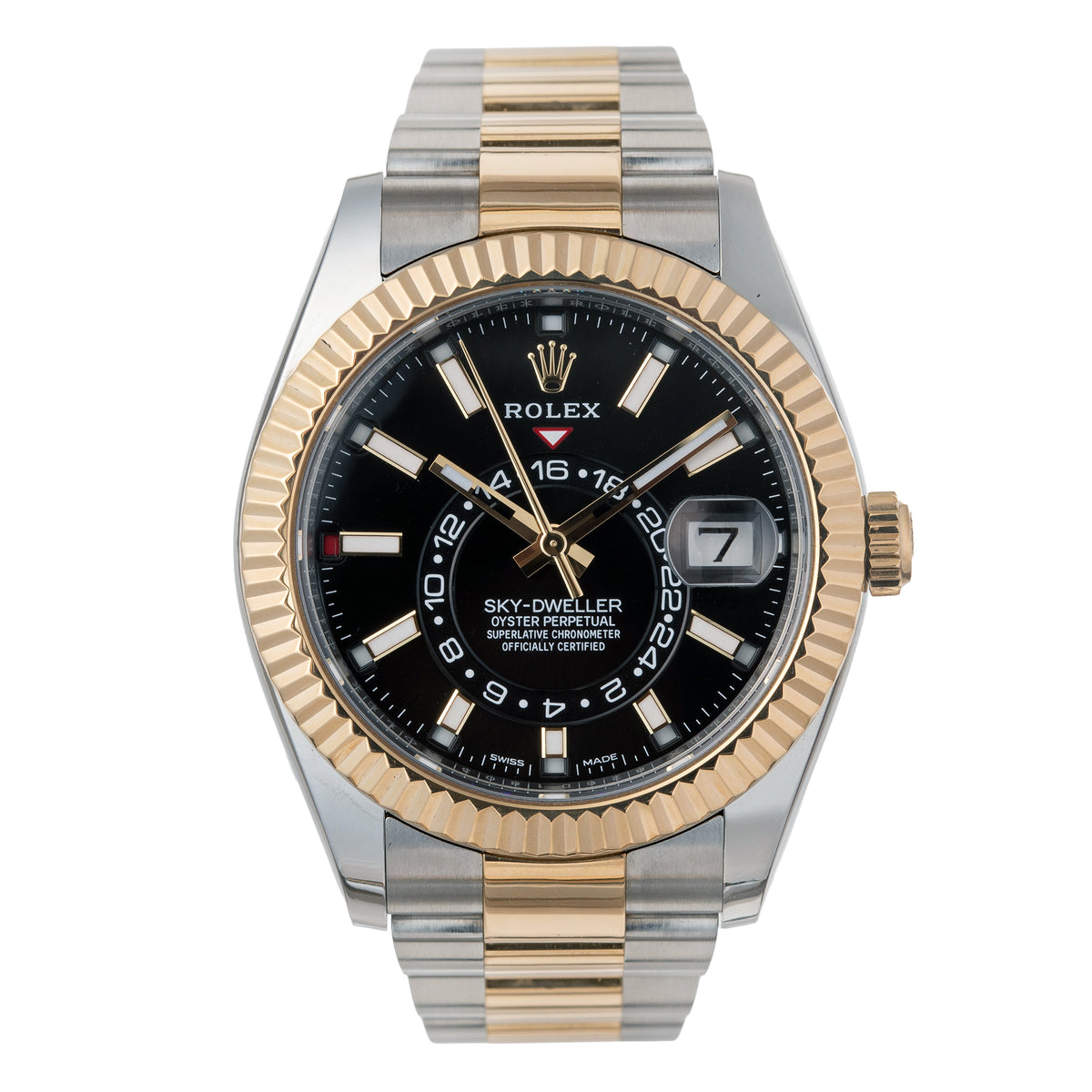 Sky-Dweller Black Dial Yellow Rolesor Watch (326933-0002)