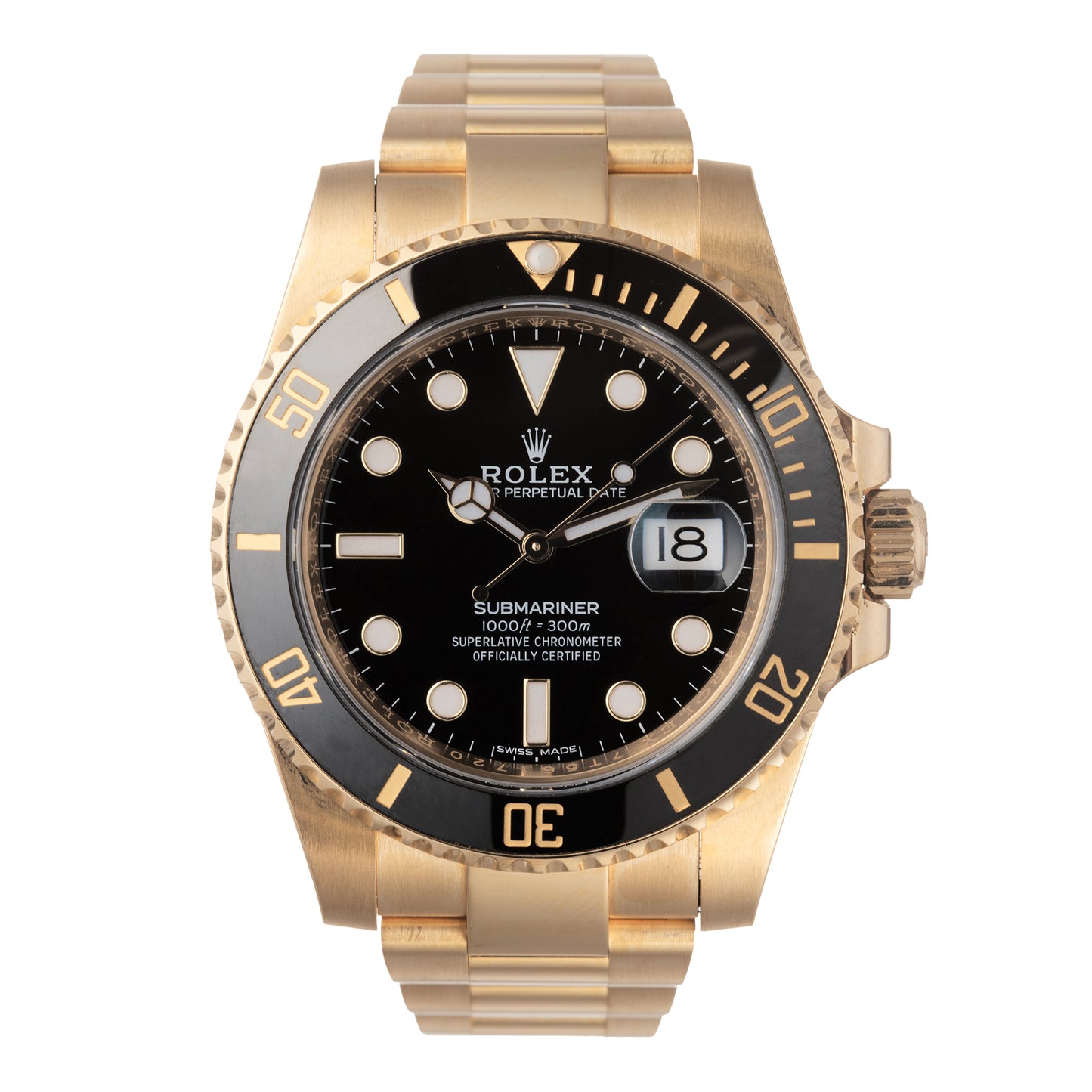 Submariner Date Black Dial Yellow Gold (116618)