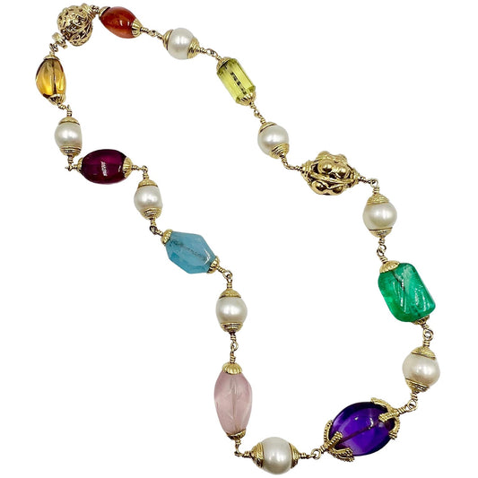 Seaman Schepps - 18k Gold Multi-Gemstone Baroque Bead Necklace