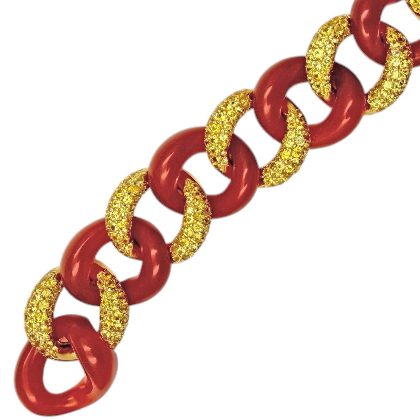 Seaman Schepps - 18k Gold Yellow Sapphire Carnelian Link Bracelet