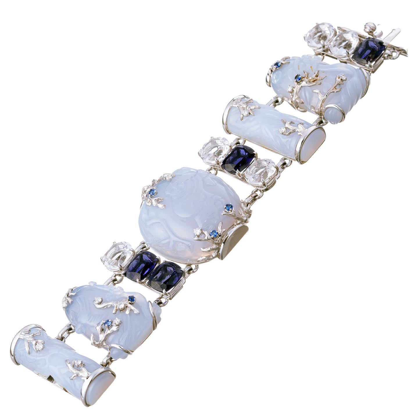 Seaman Schepps - 18k White Gold Chalcedony Snuff Bottle Bracelet