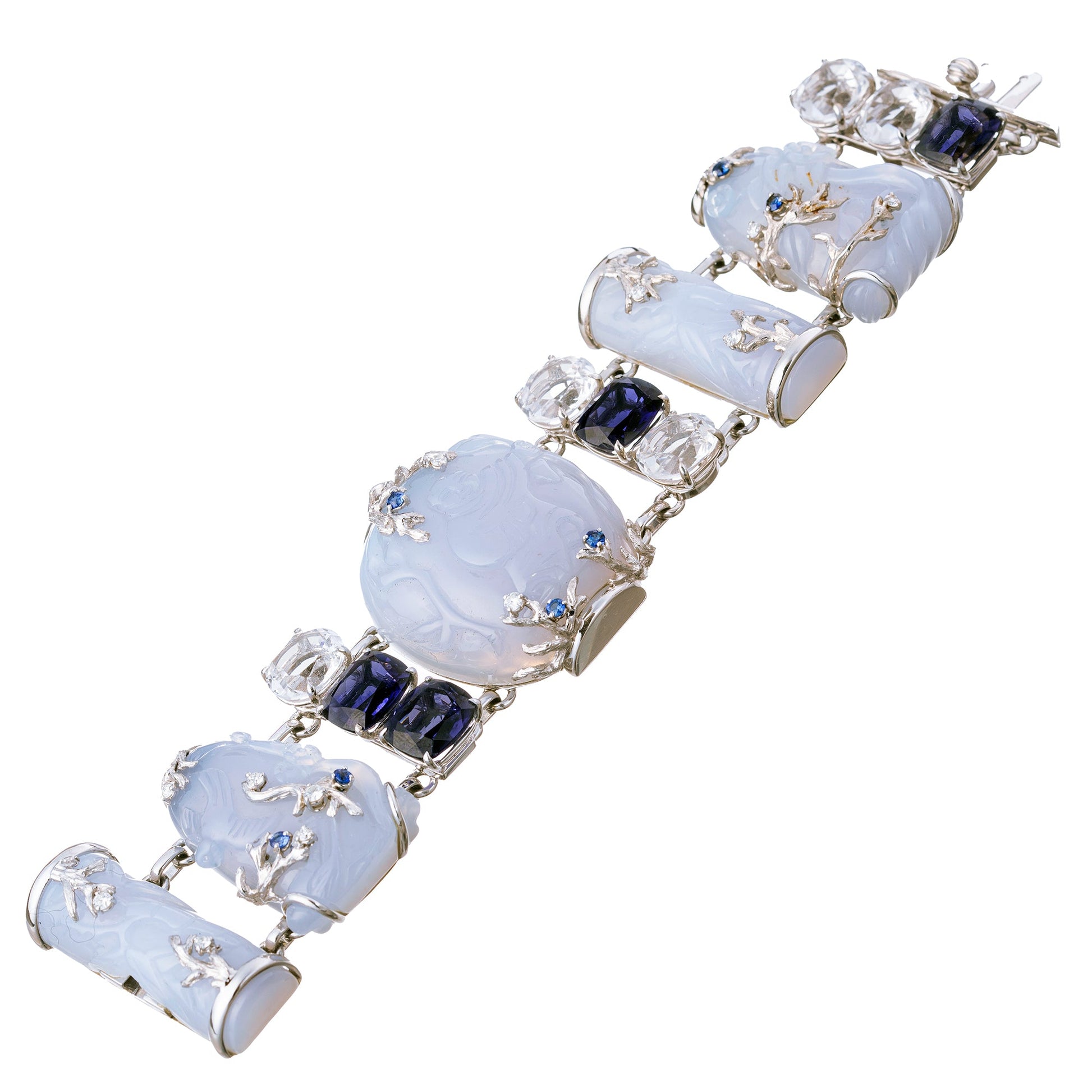 Seaman Schepps - 18k White Gold Chalcedony Snuff Bottle Bracelet