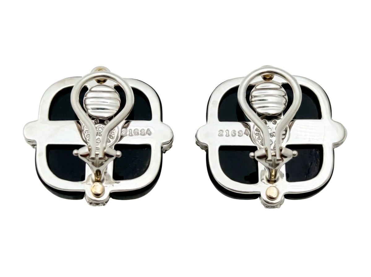 Seaman Schepps - 18k White Gold Diamond Ebony Crossover Earrings