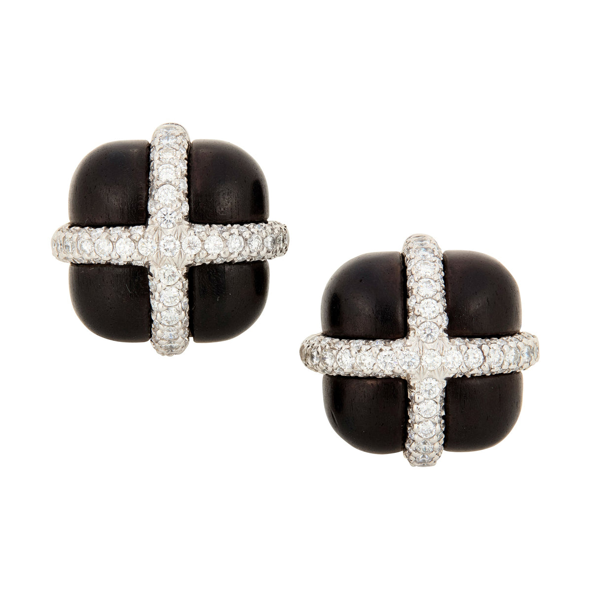Seaman Schepps - 18k White Gold Diamond Ebony Crossover Earrings