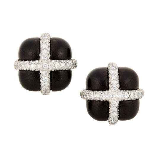 Seaman Schepps - 18k White Gold Diamond Ebony Crossover Earrings