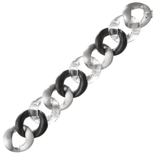Seaman Schepps - 18k White Gold Ebony Rock Crystal Link Bracelet