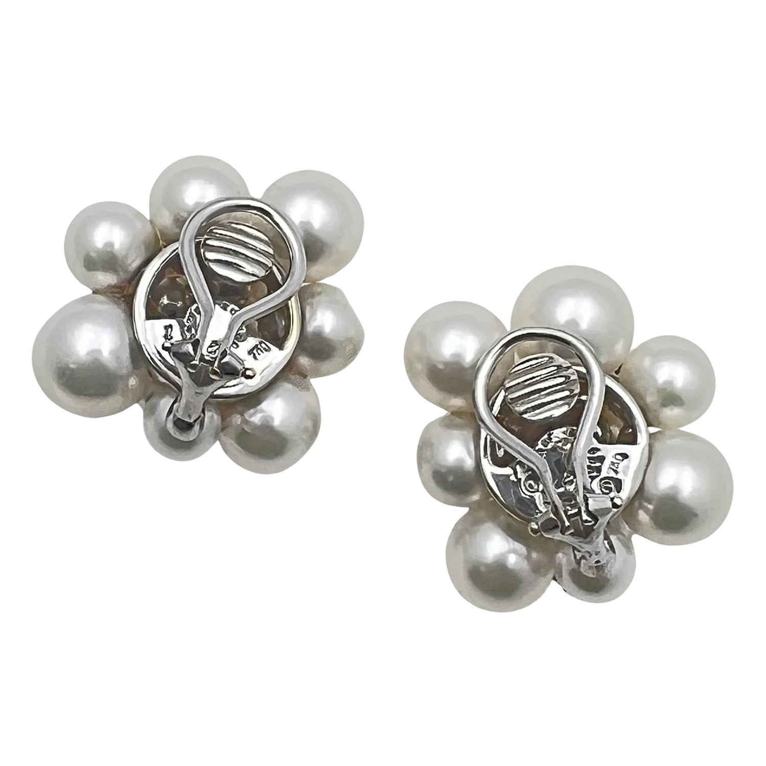 Seaman Schepps - 18k White Gold Pearl Diamond Bubble Earrings