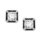 Seaman Schepps - 18k White Gold Rock Crystal Onyx Diamond Carré Earrings