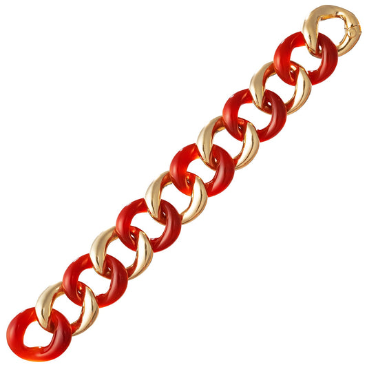 Seaman Schepps - 18k Yellow Gold Carnelian Medium Link Bracelet