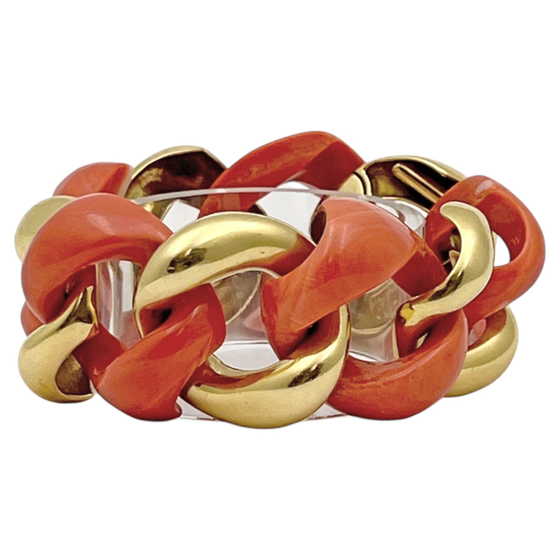 Seaman Schepps - 18k Yellow Gold Coral Large Link Bracelet