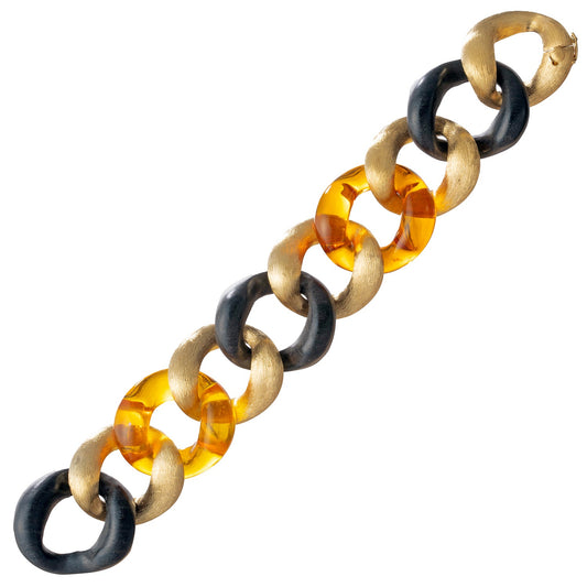 Seaman Schepps - 18k Yellow Gold Ebony Amber Link Bracelet