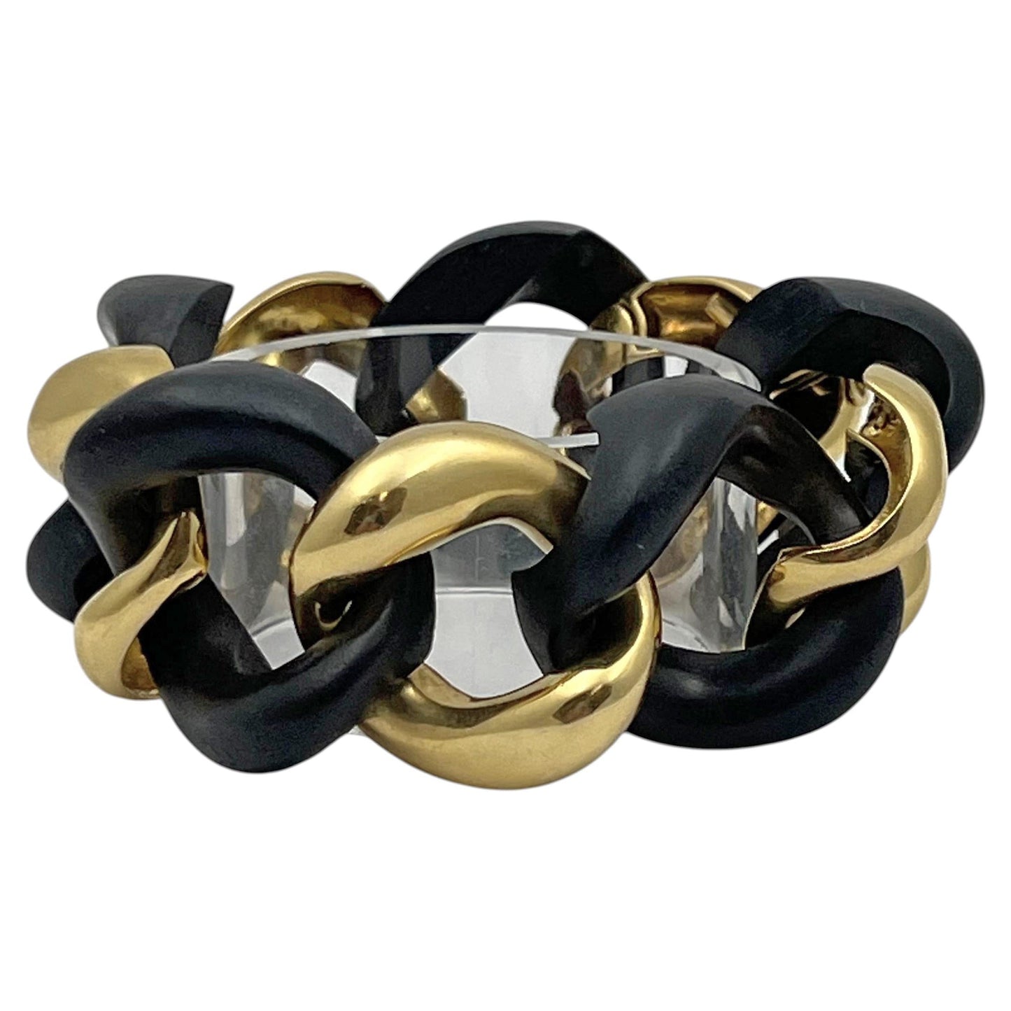 Seaman Schepps - 18k Yellow Gold Ebony Wood Classic Link Bracelet