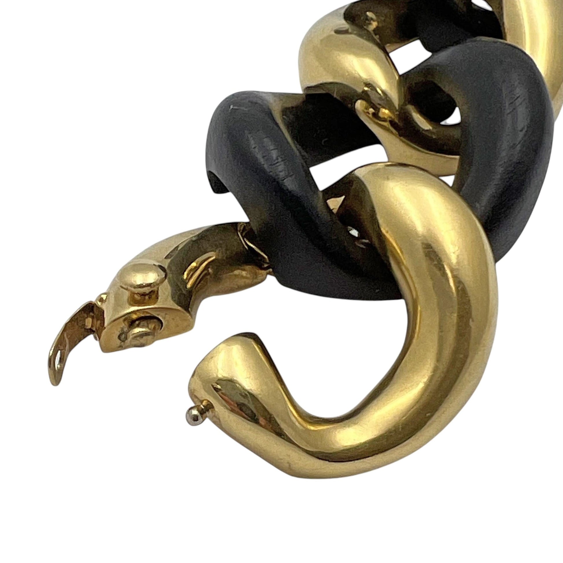 Seaman Schepps - 18k Yellow Gold Ebony Wood Classic Link Bracelet