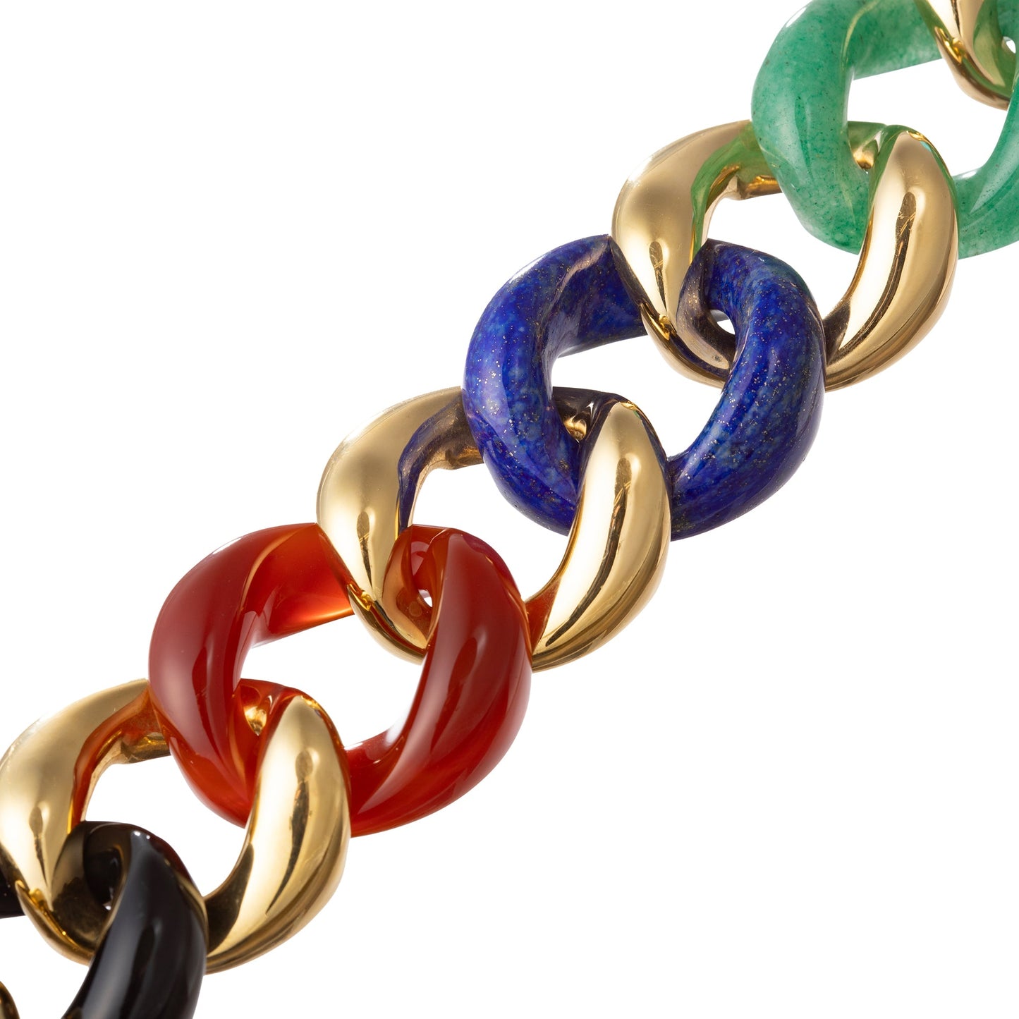 Seaman Schepps - 18k Yellow Gold Mixed Hardstone Large Link Bracelet