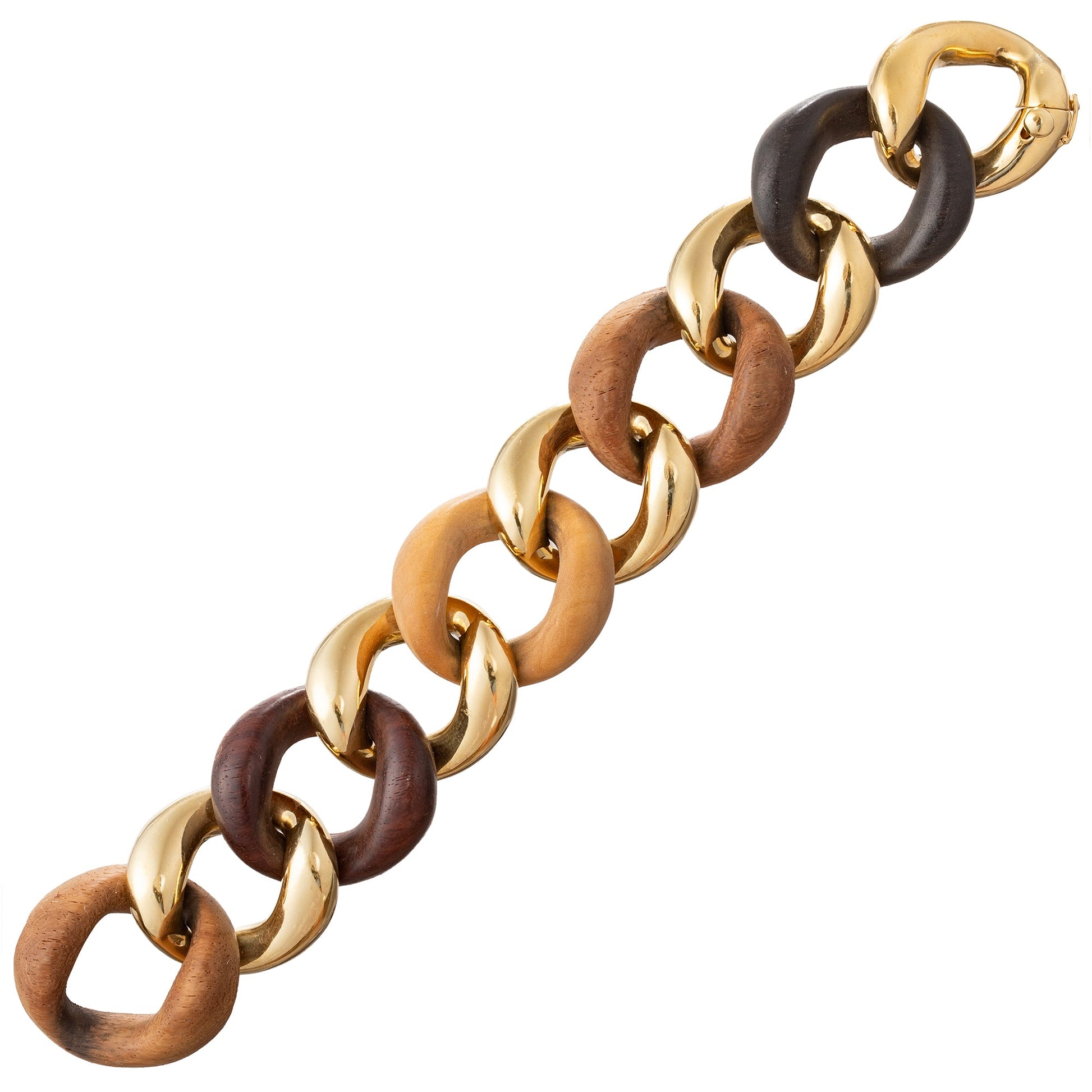 Seaman Schepps - 18k Yellow Gold Mixed Wood Large Link Bracelet