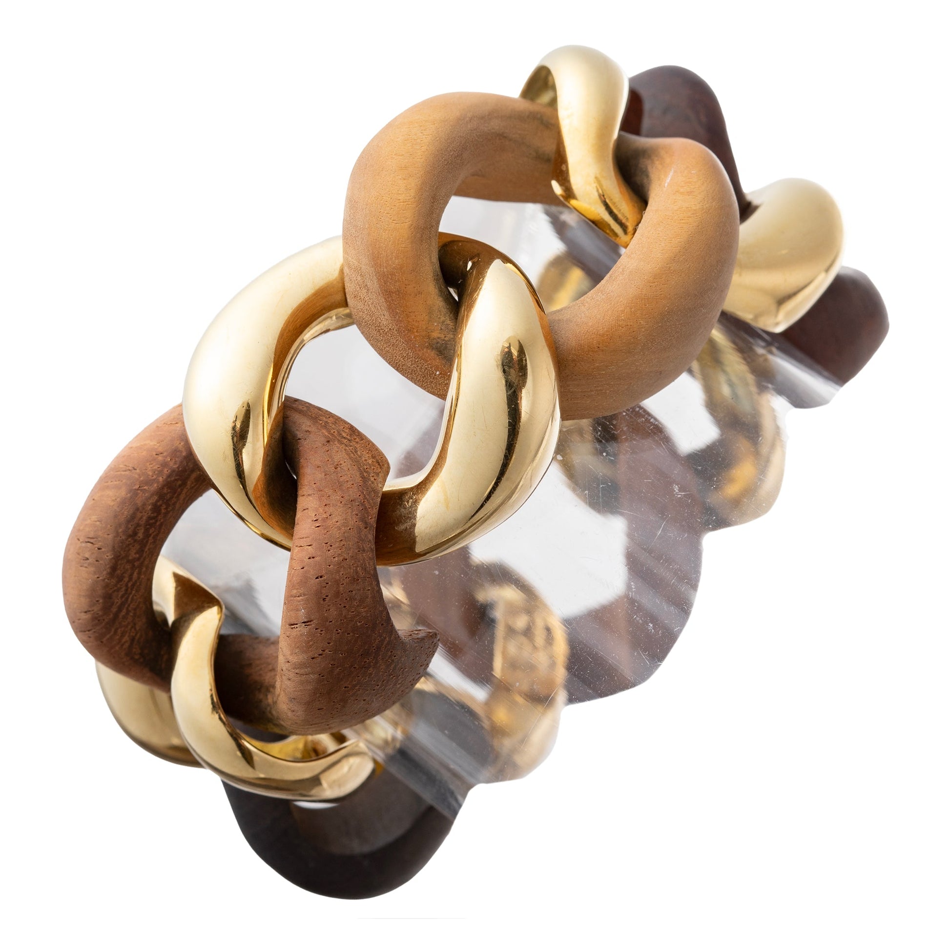 Seaman Schepps - 18k Yellow Gold Mixed Wood Large Link Bracelet