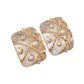 18k Yellow Gold Rock Crystal Pearl Caged Earrings