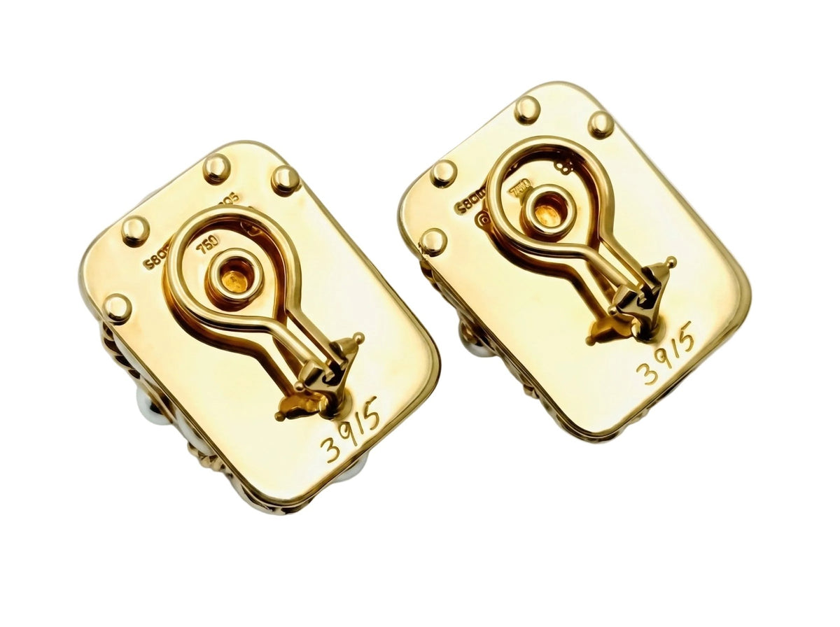 Seaman Schepps - 18k Yellow Gold Rock Crystal Pearl Caged Earrings