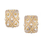 18k Yellow Gold Rock Crystal Pearl Caged Earrings