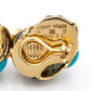 Seaman Schepps - 18k Yellow Gold Turquoise Green Mottled Turbo Shell Earrings