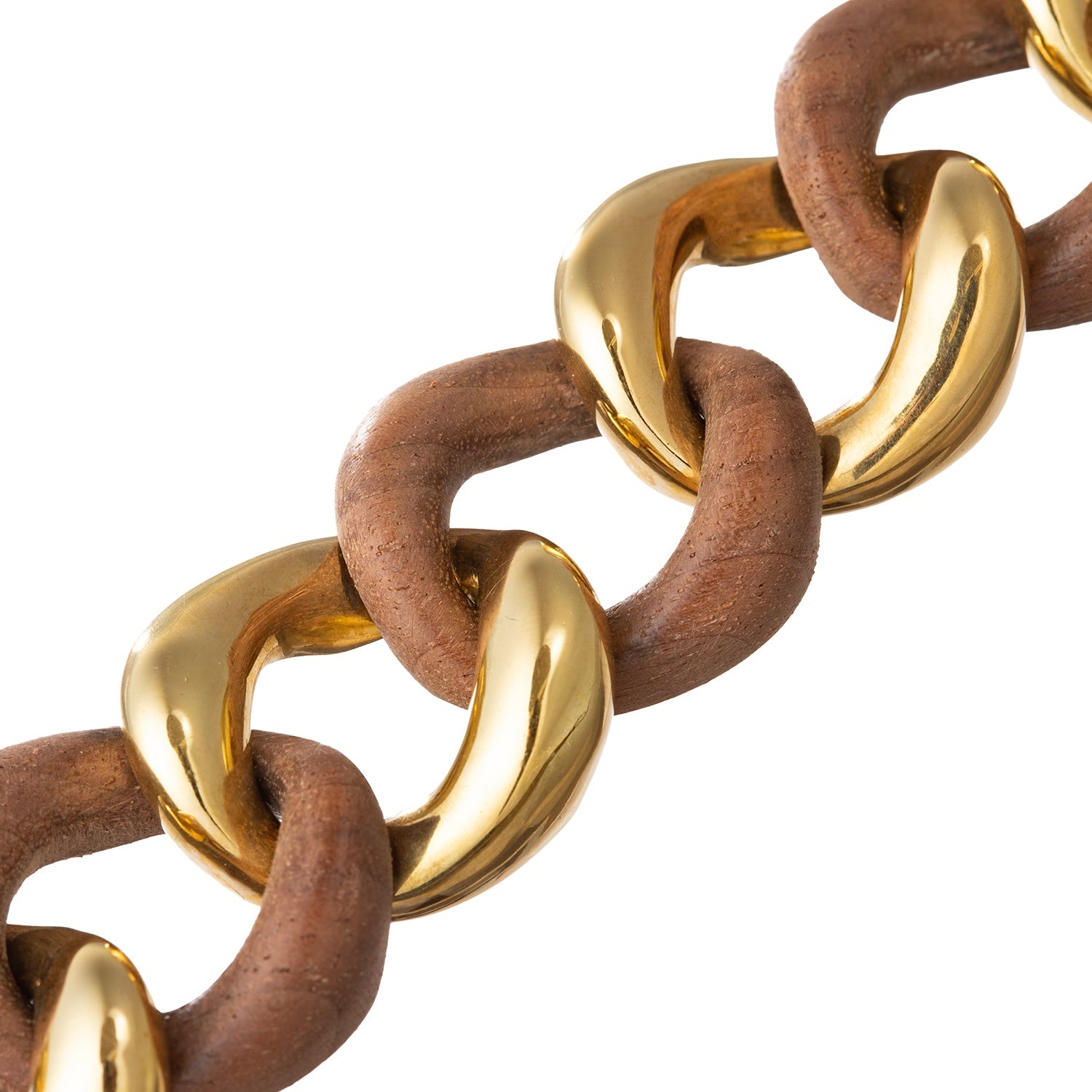 Seaman Schepps - 18k Yellow Gold Walnut Wood Medium Link Bracelet