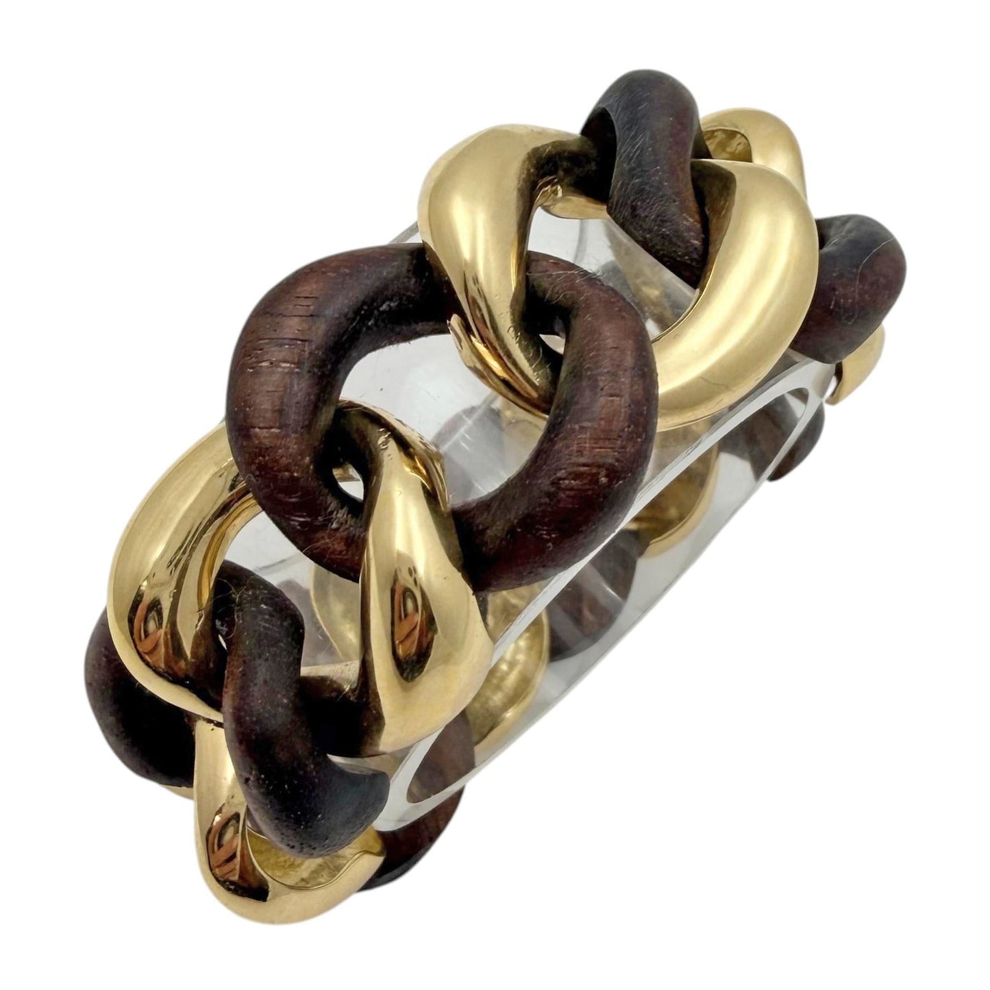 Seaman Schepps - 18k Yellow Gold Walnut Wood Medium Link Bracelet