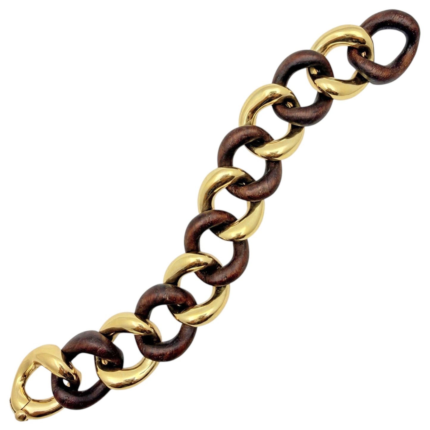 Seaman Schepps - 18k Yellow Gold Walnut Wood Medium Link Bracelet