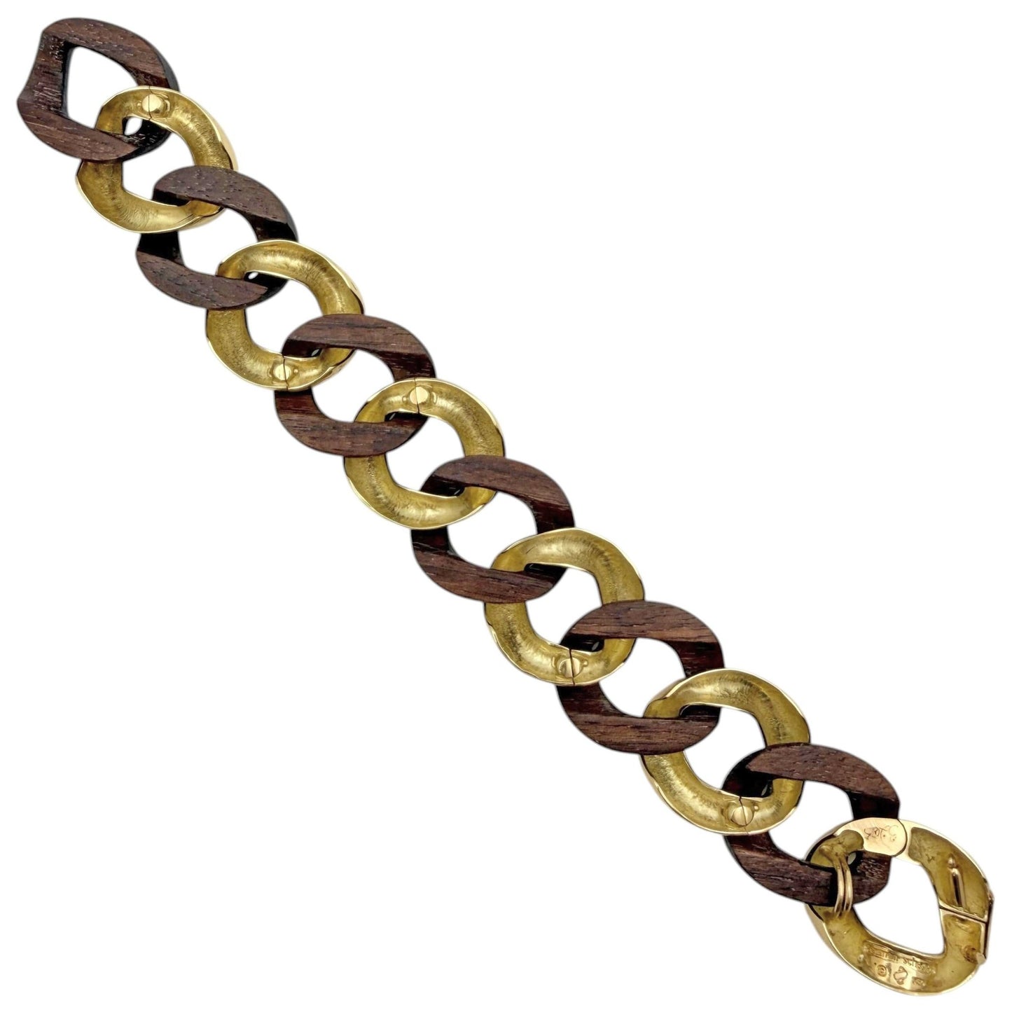 Seaman Schepps - 18k Yellow Gold Walnut Wood Medium Link Bracelet