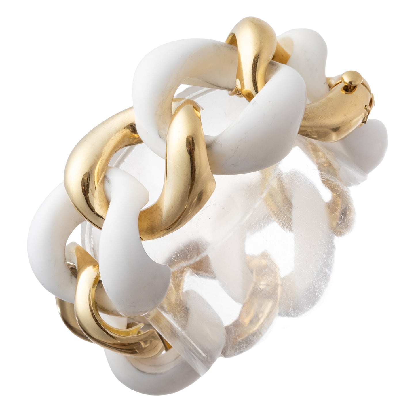 Seaman Schepps - 18k Yellow Gold White Cocholong Large Link Bracelet