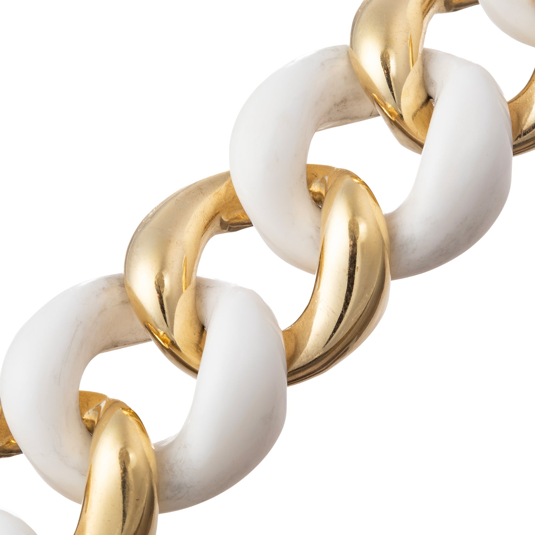 Seaman Schepps - 18k Yellow Gold White Cocholong Large Link Bracelet