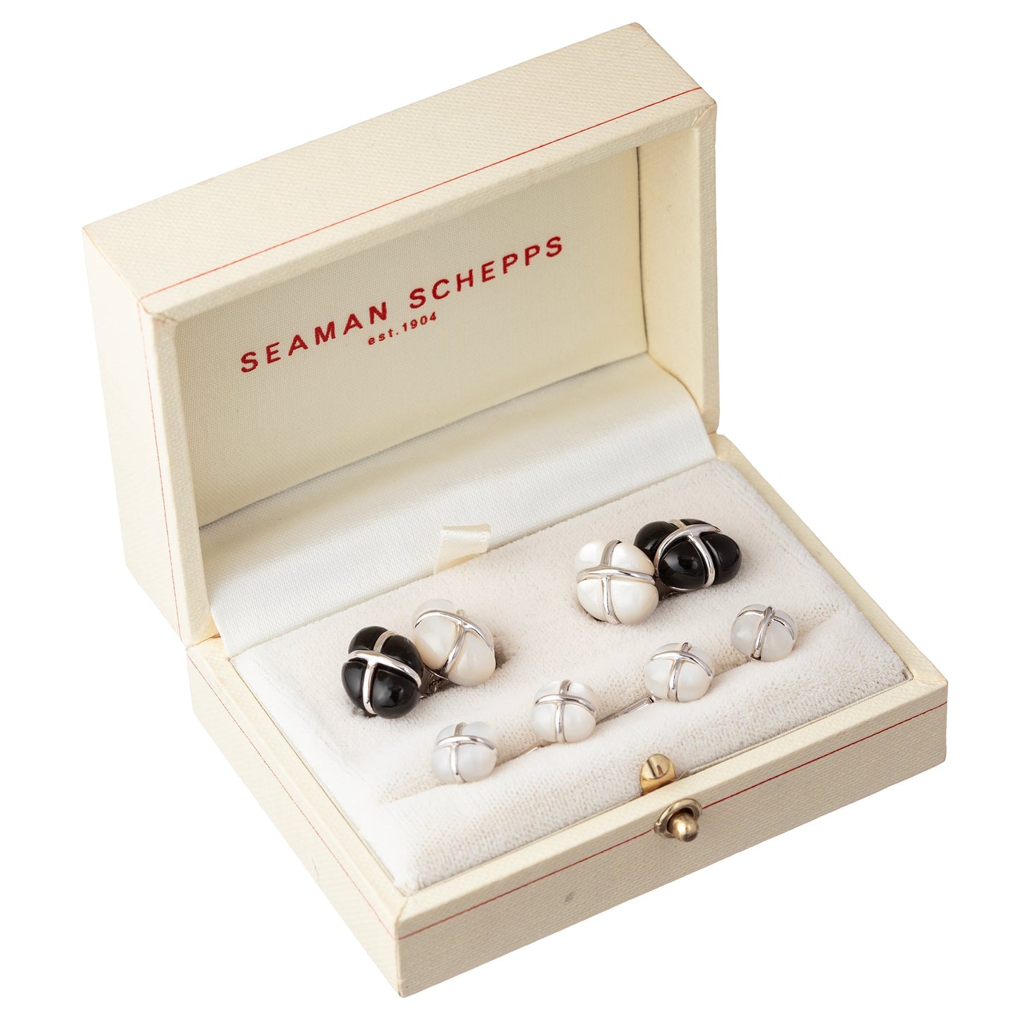 Seaman Schepps - Black Onyx & Mother - of - Pearl Tuxedo Set