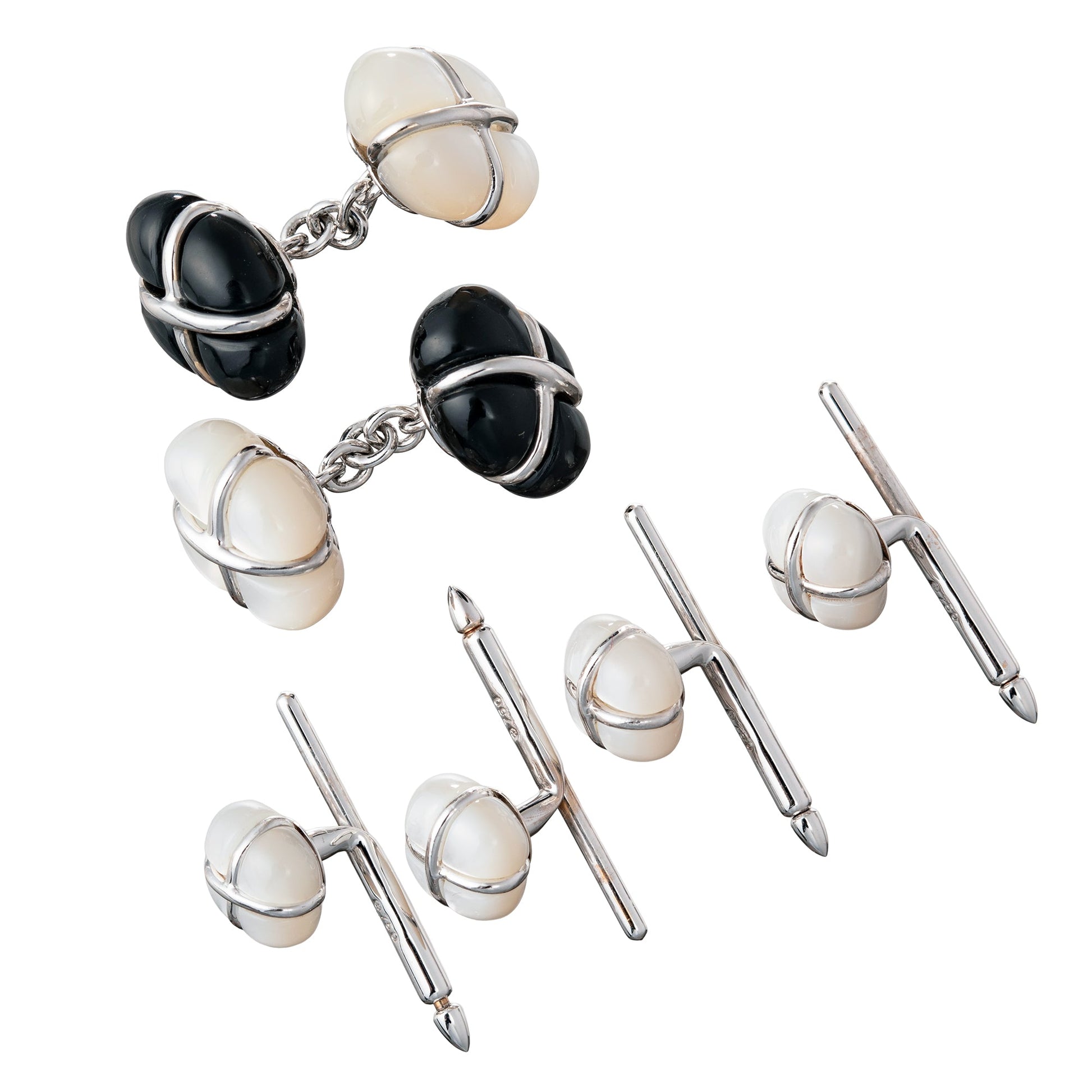 Seaman Schepps - Black Onyx & Mother - of - Pearl Tuxedo Set