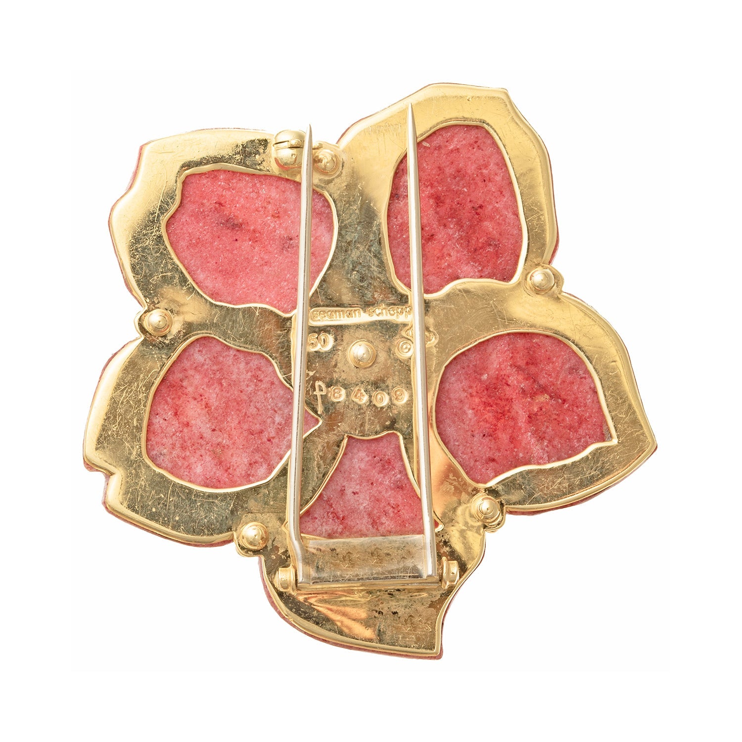 Seaman Schepps - Pink Tourmaline Sapphire Clematis Flower Brooch