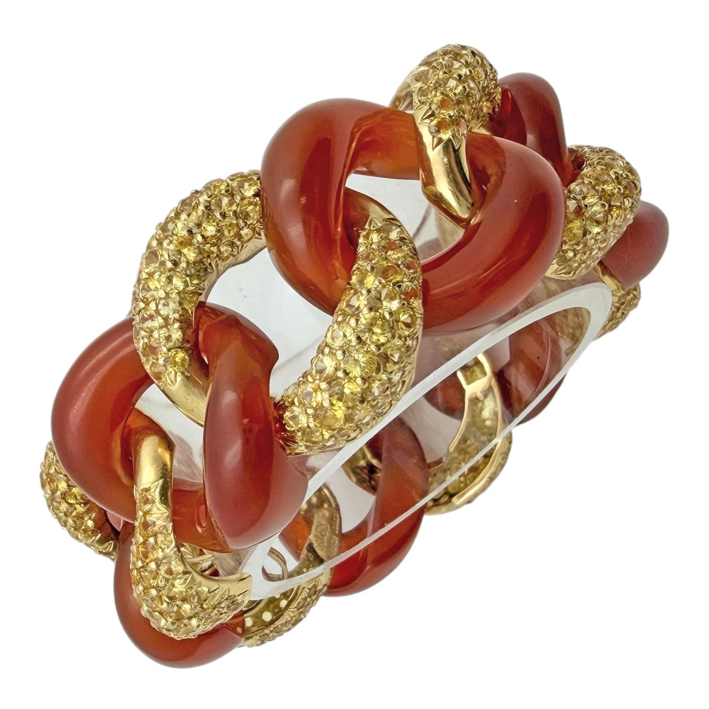 18k Gold Yellow Sapphire Carnelian Link Bracelet