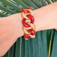 18k Gold Yellow Sapphire Carnelian Link Bracelet