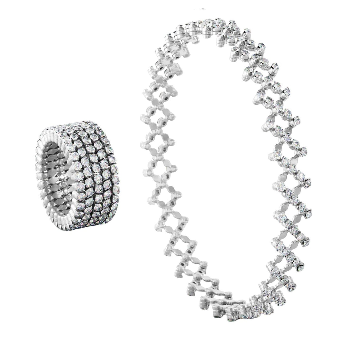 Serafino Consoli - 18k White Gold Diamond 5 - Row Convertible Ring Bracelet