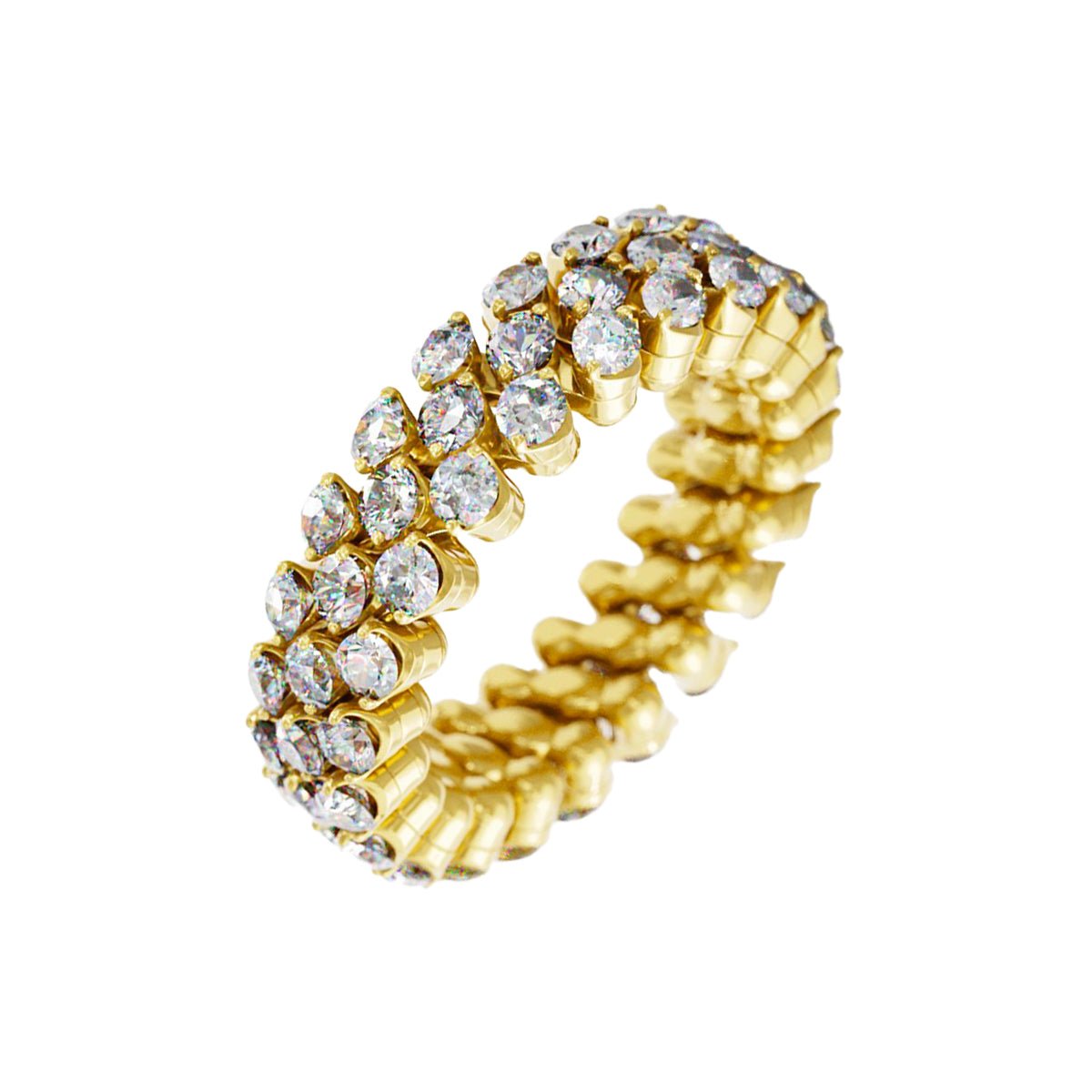 Serafino Consoli - 18k Yellow Gold Diamond 3 - Row Expandable Ring