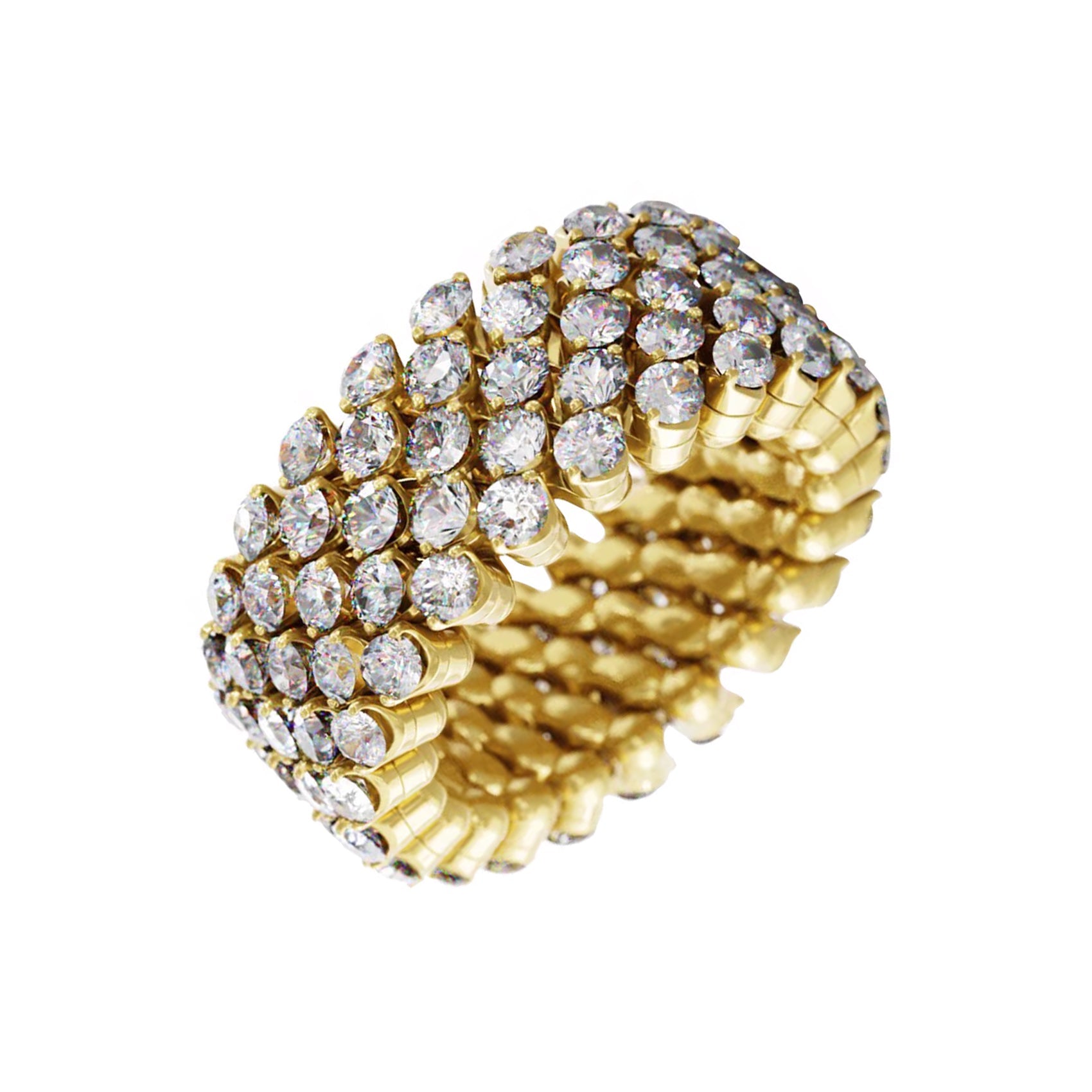 Serafino Consoli - 18k Yellow Gold Diamond 5 - Row Expandable Ring