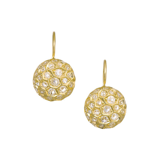Sidney Garber - 18k Yellow Gold Diamond Honeycomb Drop Earrings