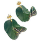 Large Curved Marquetry Wood Diamond Botanical Earrings